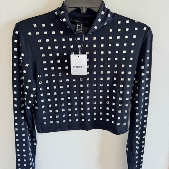NWT Forever 21 Women's Rhinestone Cropped Sweater Top S - Picture 6 of 11
